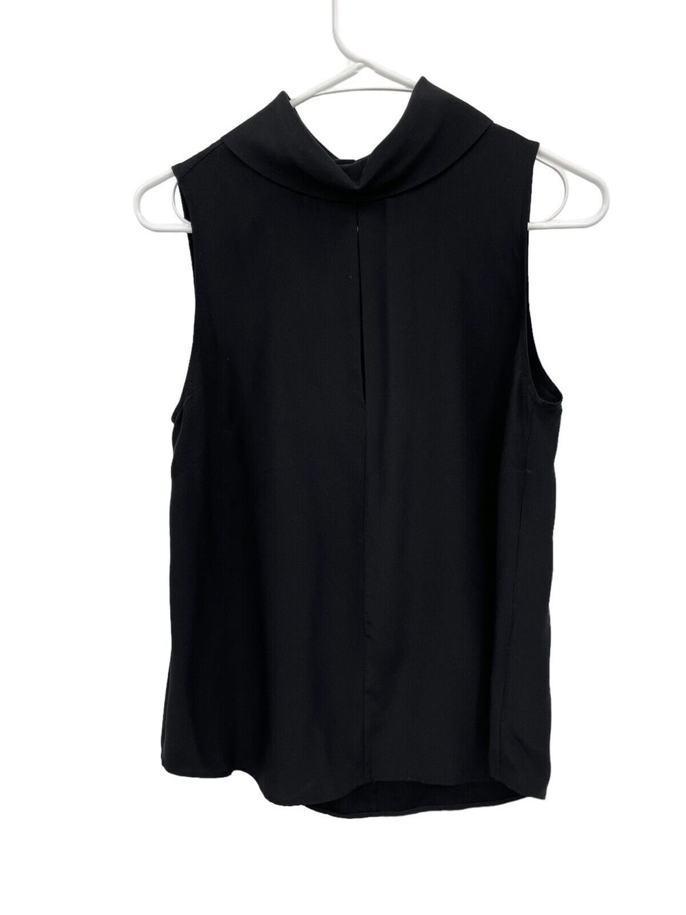 Frame Silk Blouse Mock Neck Sleeveless Keyhole Front Black Silk Size Small